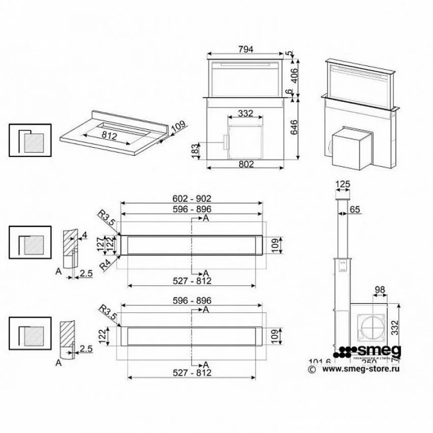 Вытяжка SMEG KDD90CNE