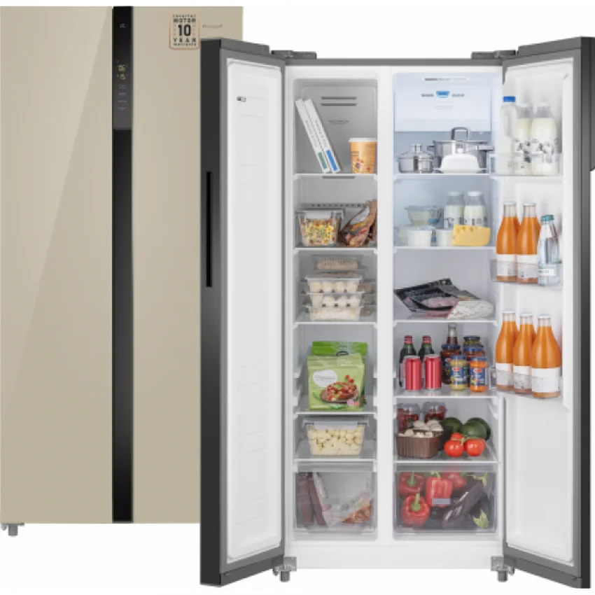 Холодильник WEISSGAUFF WSBS 500 INVERTER NOFROST BEIGE GLASS