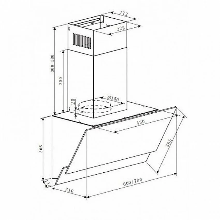 Вытяжка MAUNFELD PLYM SOFT 60 ЧЕРНОЕ СТЕКЛО