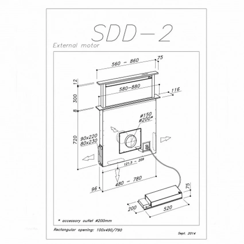 Вытяжка SIRIUS SDD2TCEM90