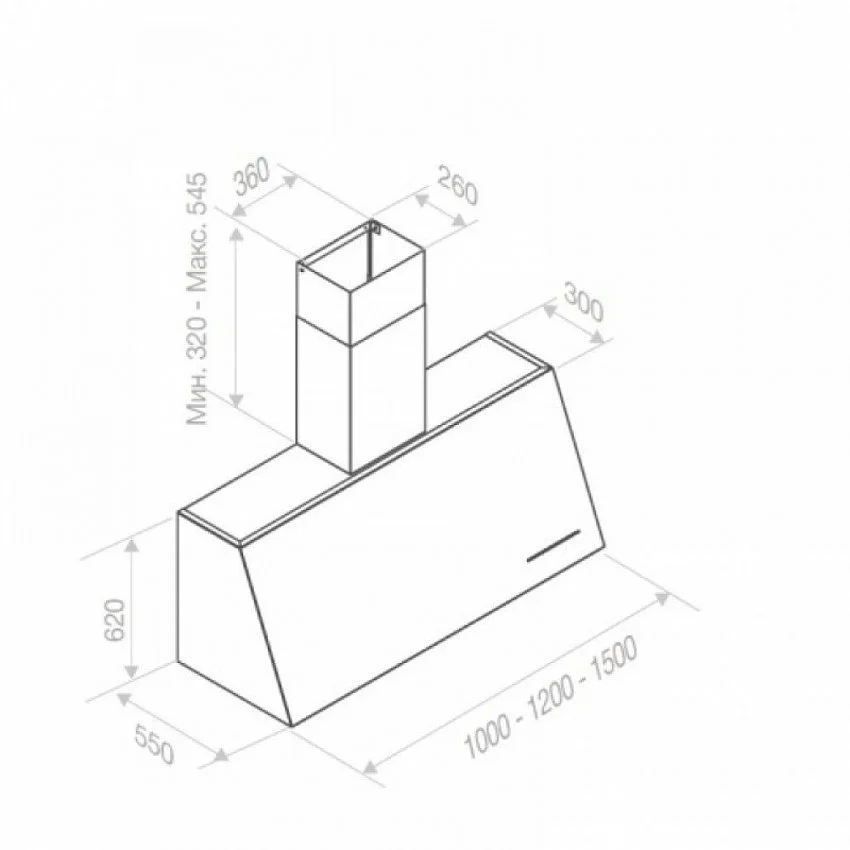 Вытяжка PANDO P-2000/120 INOX V.1250 ECO SEC