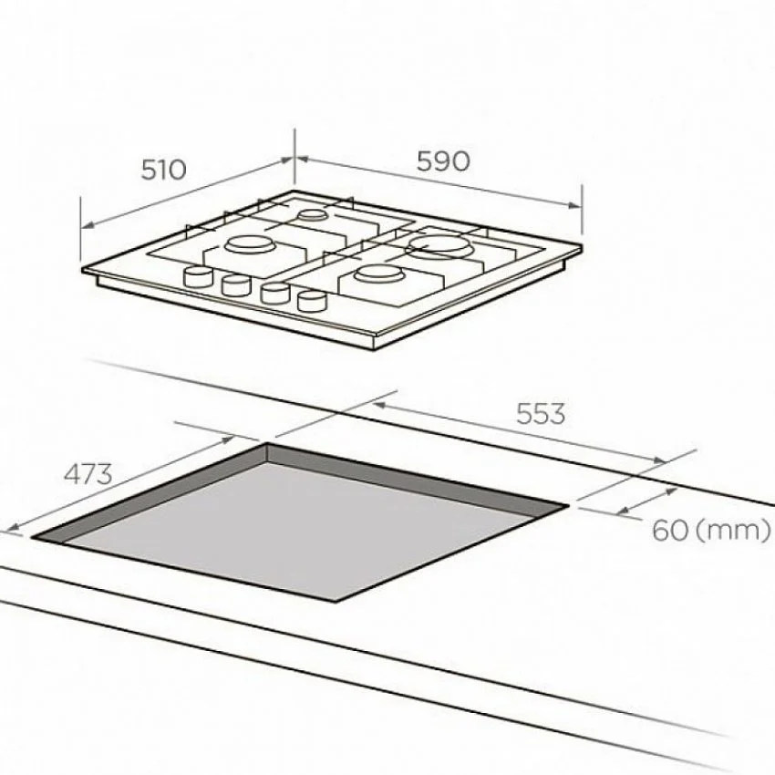 Газовая варочная панель MIDEA MG685TGW