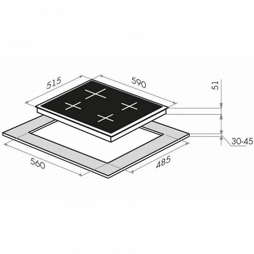 Газовая варочная панель HOMSAIR HGE643GBK