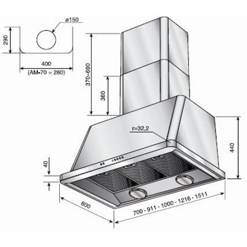 Вытяжка ILVE AM-100/VS