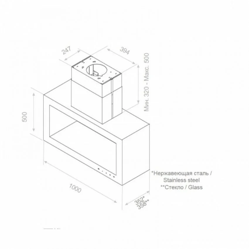 Вытяжка PANDO I-960/100 INOX V.1250 ECO SEC