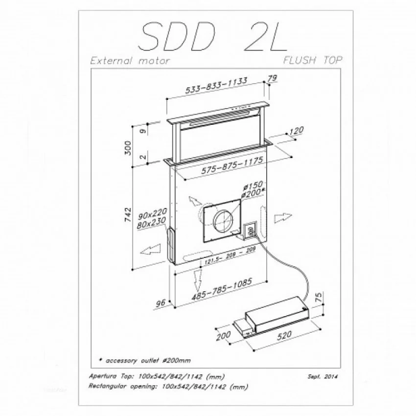 Вытяжка SIRIUS SDD2 L TC EM 120