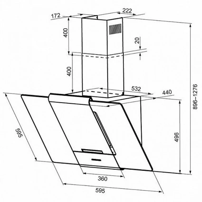 Вытяжка KRONASTEEL TALLI 900 INOXBLACK GLASS 3 P