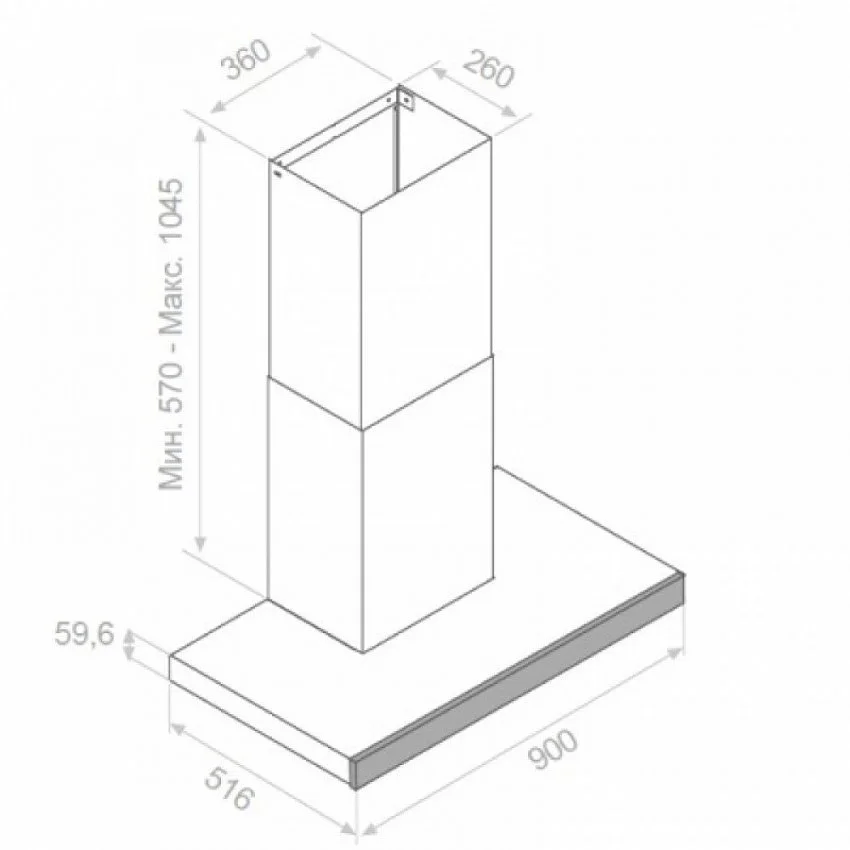 Вытяжка PANDO P-826/90 INOX - TOUCH CRISTAL NEGRO V.850 SEC