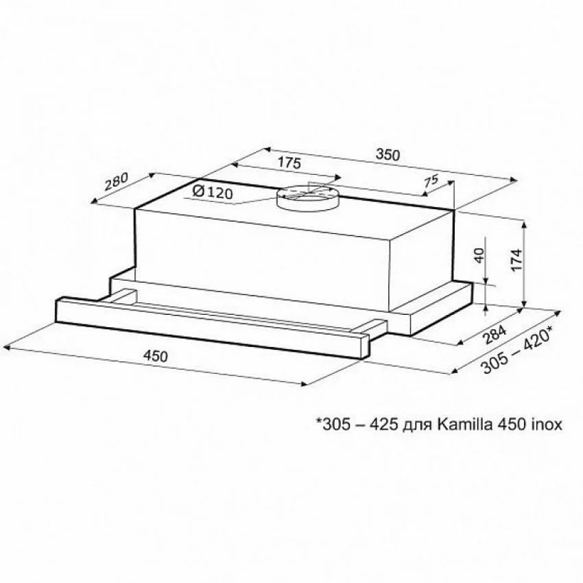 Вытяжка KRONASTEEL KAMILLA 1M 450 WHITE