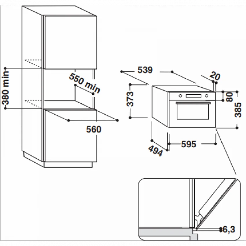 Встраиваемая микроволновая печь WHIRLPOOL W7 MD440