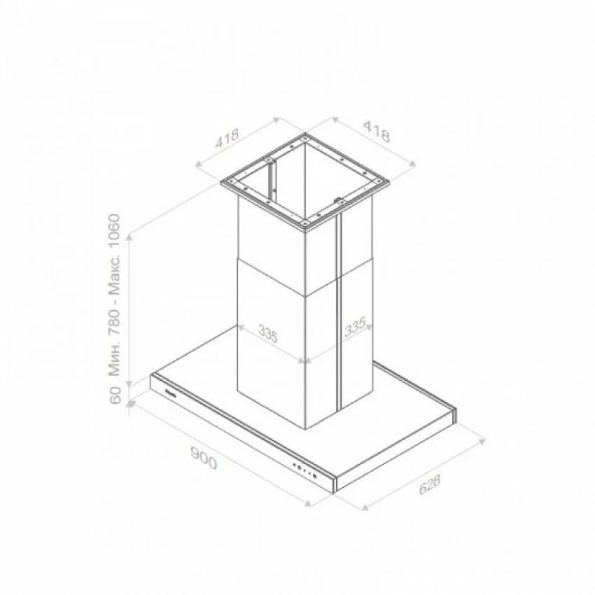 Вытяжка PANDO I-826/90 CRISTAL V.1250 ECO SEC