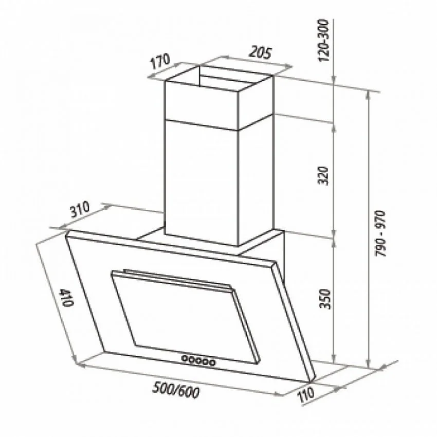 Вытяжка HOMSAIR BELL 60 ЧЕРНЫЙ