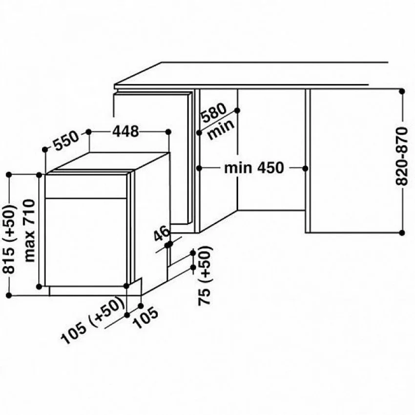 Встраиваемая посудомоечная машина WHIRLPOOL ADGI 862 FD