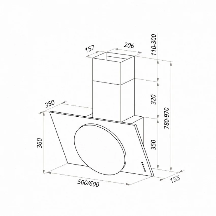Вытяжка MAUNFELD TOWER L (PUSH) 60 ЧЕРНЫЙ/ЧЕРНОЕ СТЕКЛО