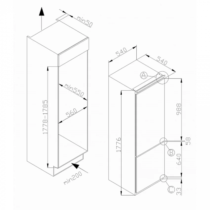 Встраиваемый холодильник HANSA BK 318.3V