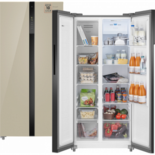 Холодильник WEISSGAUFF WSBS 500 INVERTER NOFROST BEIGE GLASS