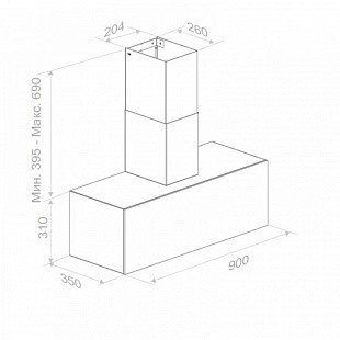 Вытяжка PANDO P-745/90 INOX DEKTON ZENITH V.850 SEC
