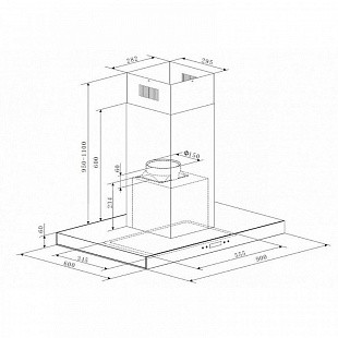 Вытяжка MAUNFELD HARBOUR GLASS ISLA 90 НЕРЖАВЕЙКА+ЧЕРНОЕ СТЕКЛО