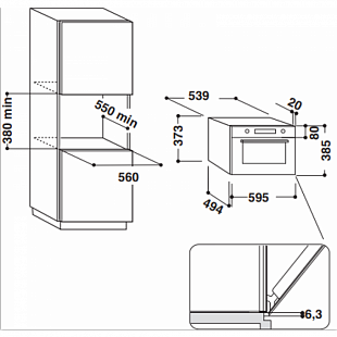Встраиваемая микроволновая печь WHIRLPOOL W7 MD440