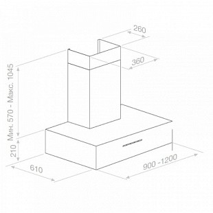 Вытяжка PANDO P-1001/90 INOX V.1050 ECO SEC